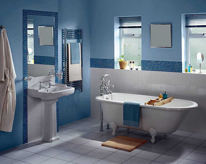дизайн ванной комнаты в синем цвете фото