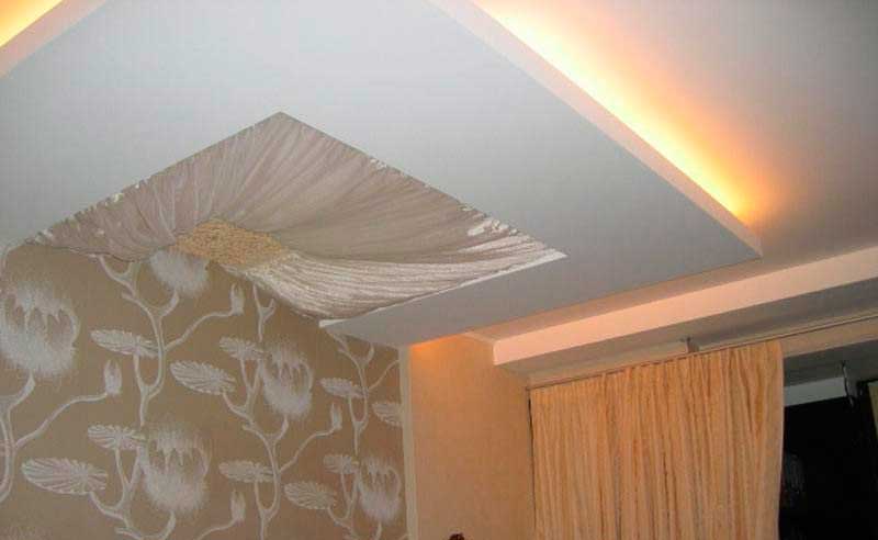 Способы драпировки потолка тканью