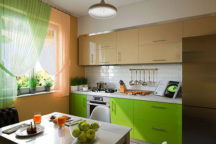 кухня зеленого цвета в интерьере фото