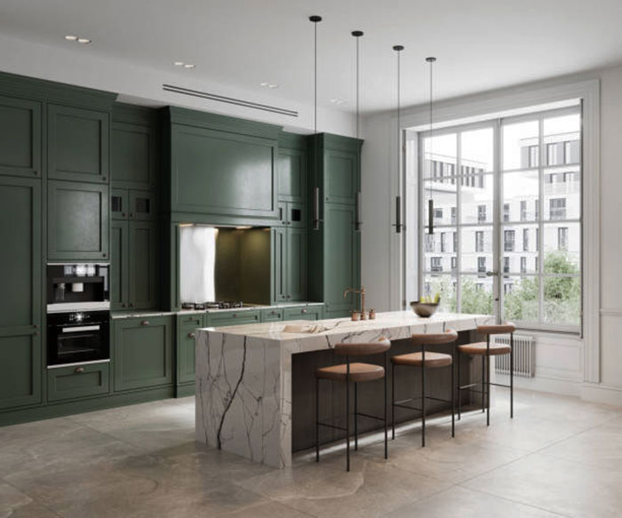 кухня в зеленом цвете дизайн фото