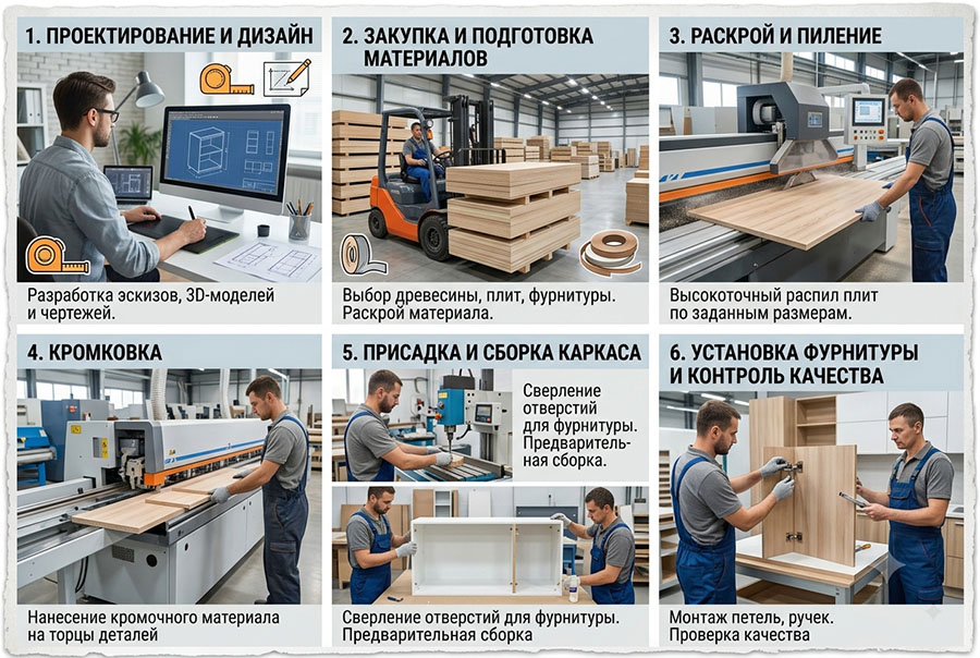 схема технологического цикла производства мебели